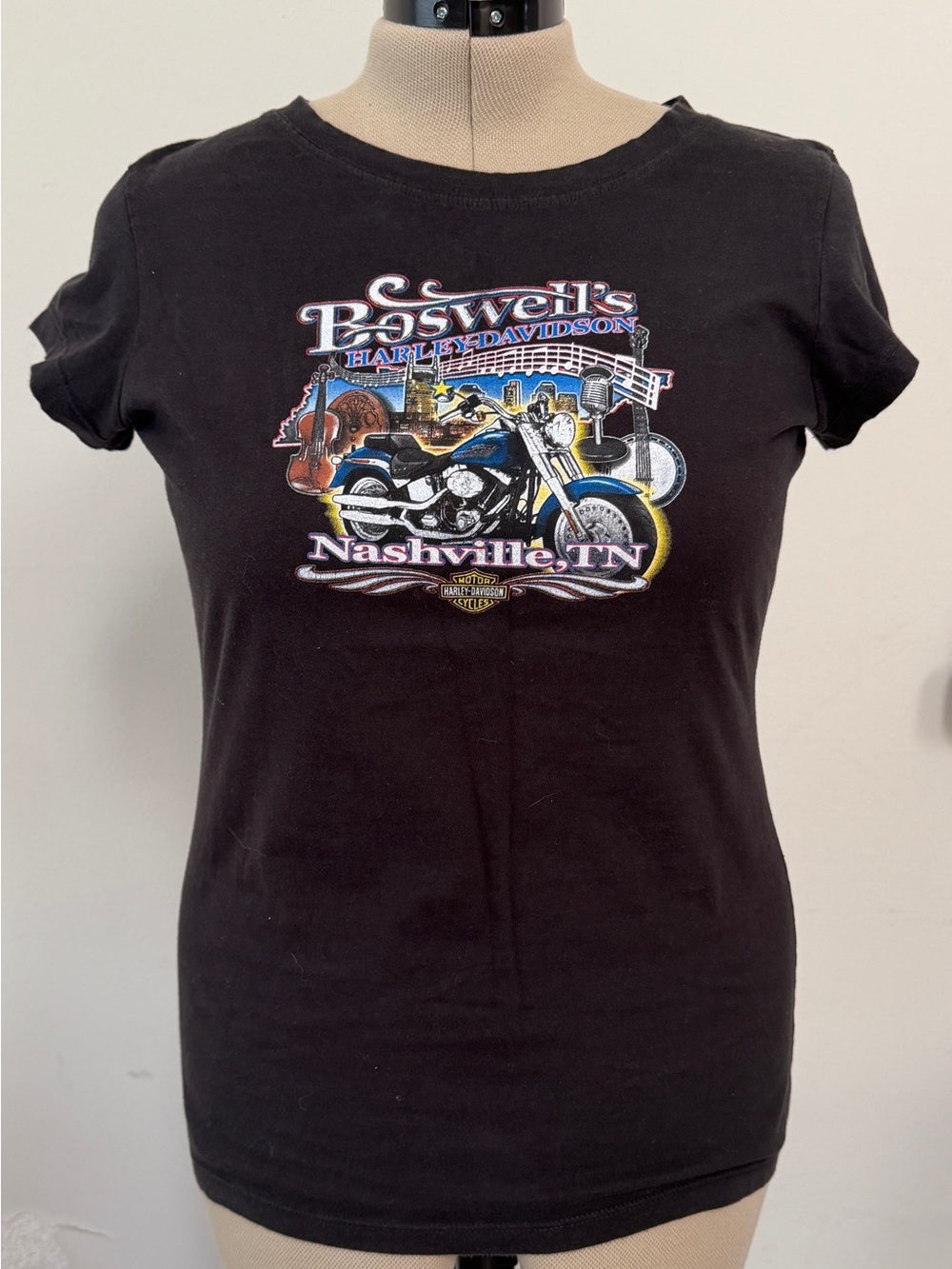 Harley-Davidson Black Nashville Graphic Tee with Motorcycle Artwork